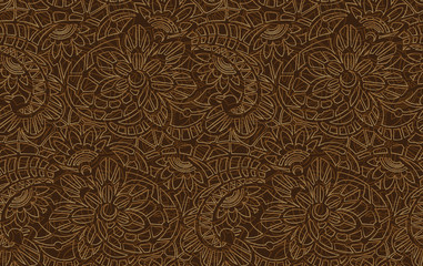 Vector seamless pattern with brown floral lace