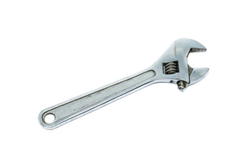 Silver Metal Monkey Wrench Isolated On White Background