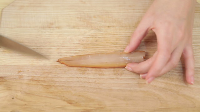 smoked squid thread board wood