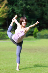 Japanese Woman Doing YOGA 