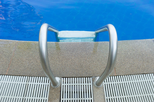 top view swimming pool stair at hotel