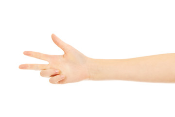 Woman hand shows thee fingers