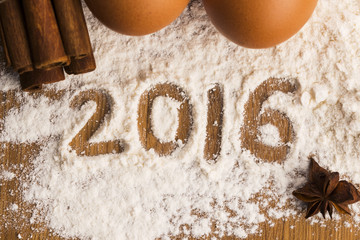 The inscription on the flour 2016