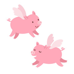 Cute flying pigs