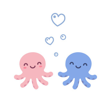 Cute octopus love