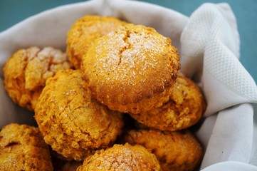 Basket of sweet potato scones for breakfast