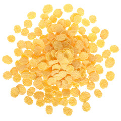 Cornflakes close up top view isolated