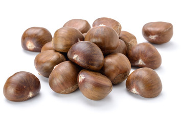 chestnuts on white, (large depth of field, taken with tilt shift lens)