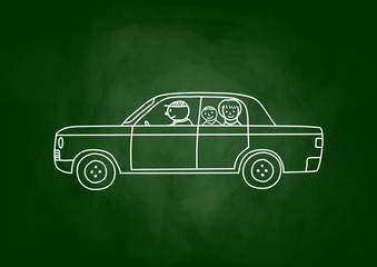 Car drawing on blackboard