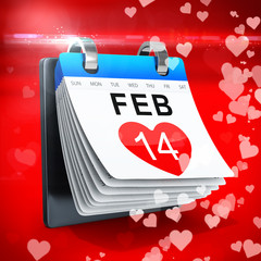 3D calendar showing valentine's day