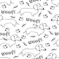 Dogs and birds seamless pattern