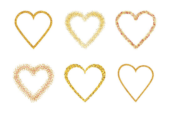 Outline gold hearts