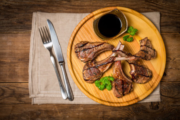 Roasted lamb ribs with sause