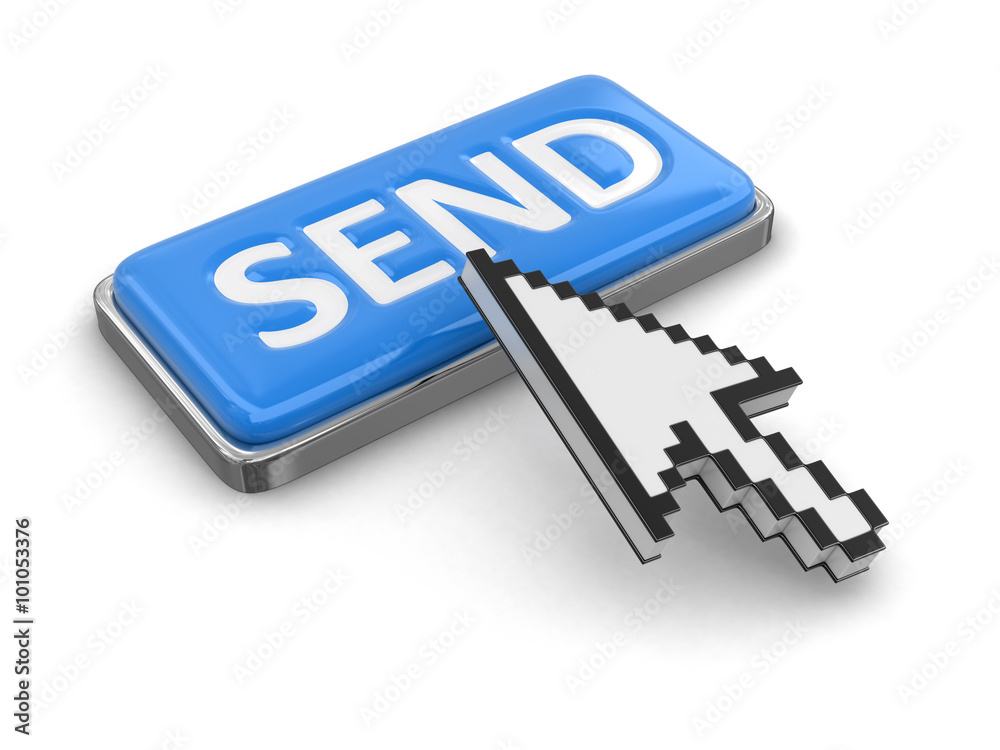 Poster cursor and button send. image with clipping path