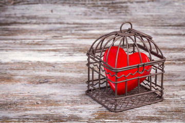 Valentine's day background with heart in cage