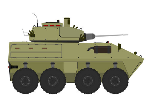 Cartoon armored vehicle on a white background. Vector