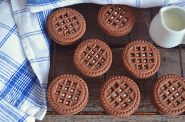 Chocolate cookies and milk 