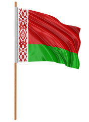 3D Belarus flag with fabric surface texture. White background.