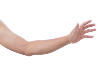 Man hand isolated on white background; clipping path