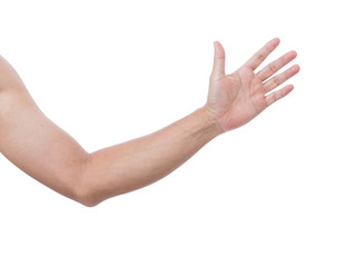 Man hand isolated on white background; clipping path