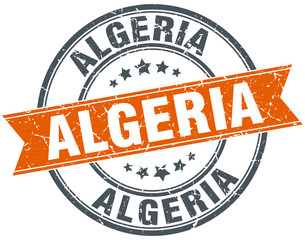 Algeria red round grunge vintage ribbon stamp