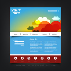 Website Design Template for Your Business with Clouds on the Sky Header Image