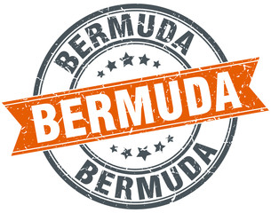 Bermuda red round grunge vintage ribbon stamp