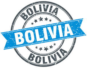Bolivia blue round grunge vintage ribbon stamp