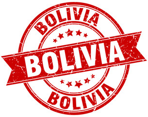 Bolivia red round grunge vintage ribbon stamp