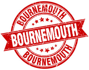 Bournemouth red round grunge vintage ribbon stamp