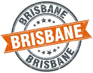 Brisbane red round grunge vintage ribbon stamp