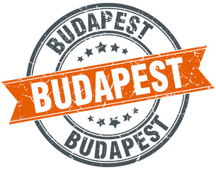 Budapest red round grunge vintage ribbon stamp