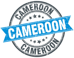 Cameroon blue round grunge vintage ribbon stamp