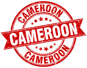 Cameroon red round grunge vintage ribbon stamp
