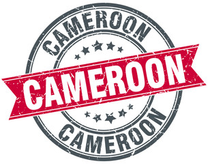 Cameroon red round grunge vintage ribbon stamp