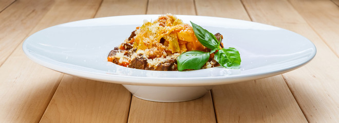 Traditional italian pasta with beef