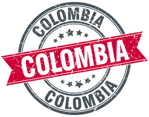 Colombia red round grunge vintage ribbon stamp