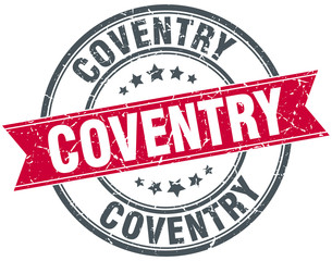 Coventry red round grunge vintage ribbon stamp