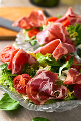 salad with jamon
