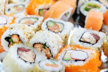 Delicious sushi rolls