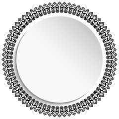 Floral round ornament with volume light place for text. Fine pattern with 3d element, shadows and highlight