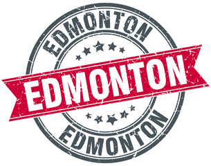 Edmonton red round grunge vintage ribbon stamp