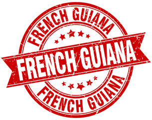 French Guiana red round grunge vintage ribbon stamp