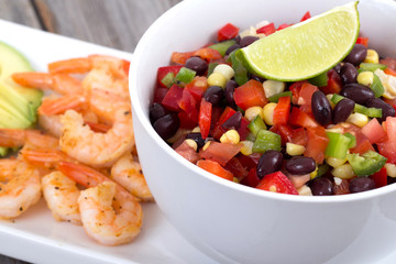 Shrimp and salad