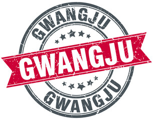 Gwangju red round grunge vintage ribbon stamp
