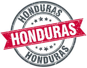 Honduras red round grunge vintage ribbon stamp