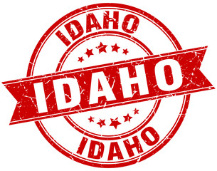 Idaho red round grunge vintage ribbon stamp