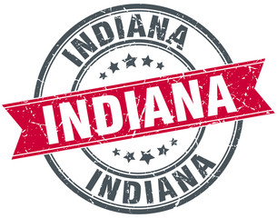 Indiana red round grunge vintage ribbon stamp