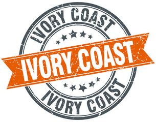 Ivory Coast red round grunge vintage ribbon stamp