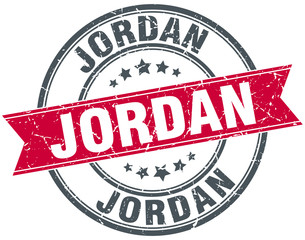 Jordan red round grunge vintage ribbon stamp